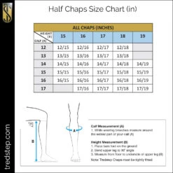 Tredstep Medici Air Half Chap CLOSEOUT -Equestrian Products Store Tredstep Half Chaps in SizeChart