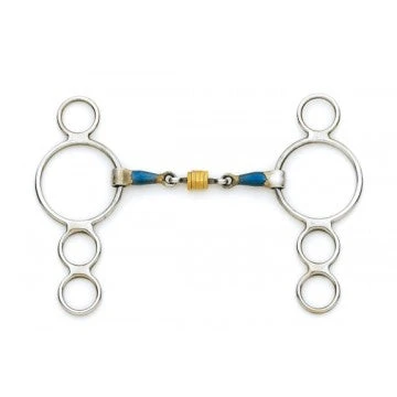 Blue Steel 3-Ring Gag With Loose Brass Roller Disks 3 Blue Steel 3-Ring Gag With Loose Brass Roller Disks
